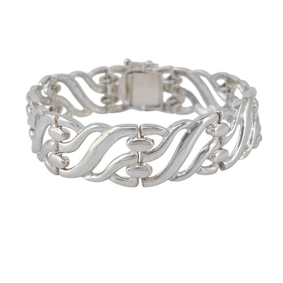 Vintage Sterling Silver 925 Openwork Panel Bracelet 7" - Picture 4 of 8